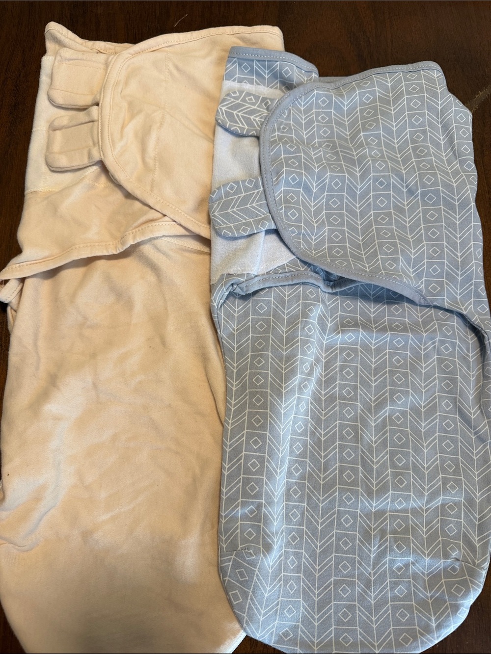 Two-Pack Baby Sleep Sack Swaddle Set - Blue Pattern & Cream